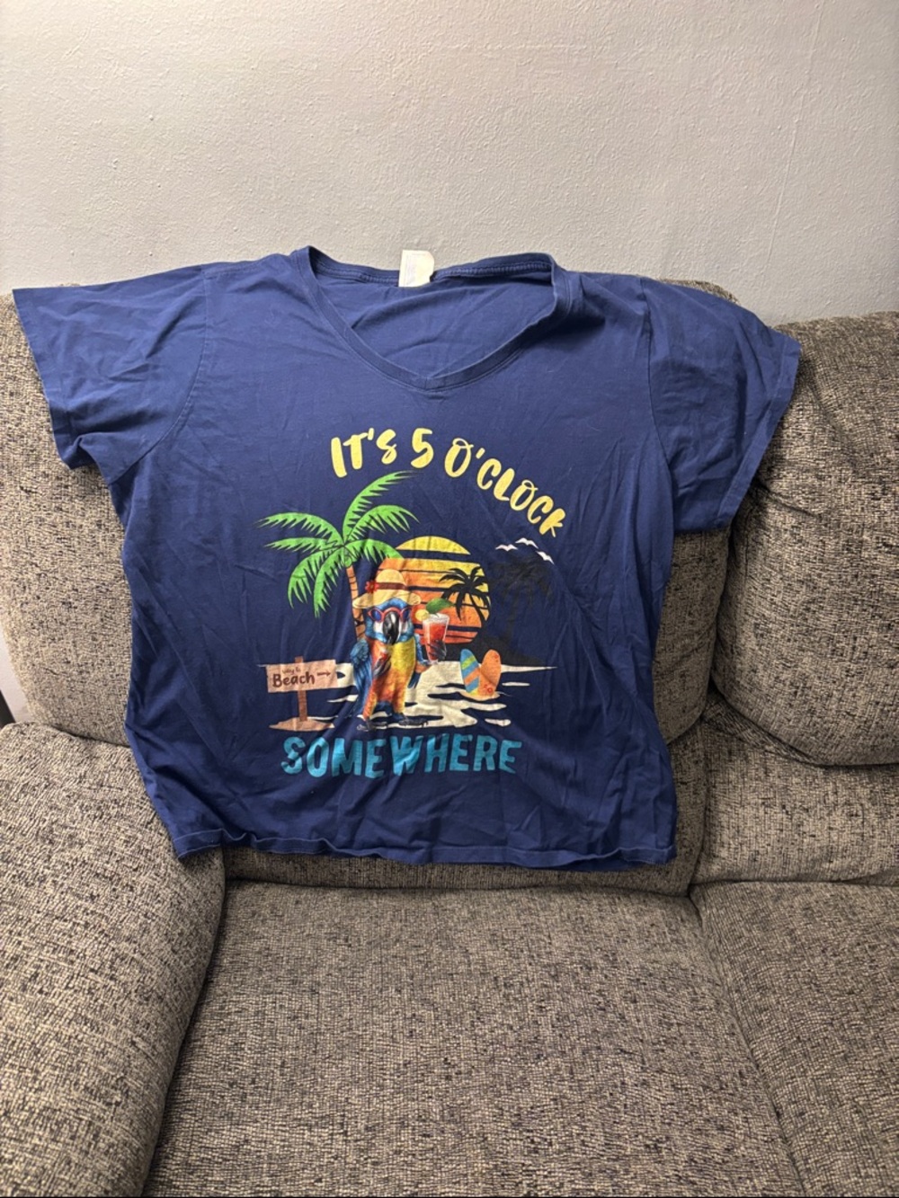 Women’s Blue Short Sleeve Tee - 'It's 5 O'Clock Somewhere'